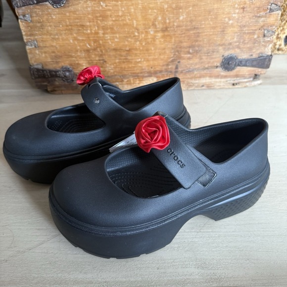 Crocs Stomp Mary Jane Platform Clogs Women's Size 8 Black Chunky Goth Emo Grunge - Picture 1 of 7